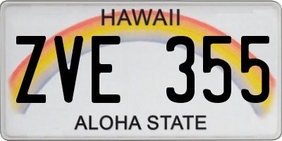 HI license plate ZVE355