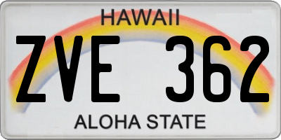 HI license plate ZVE362
