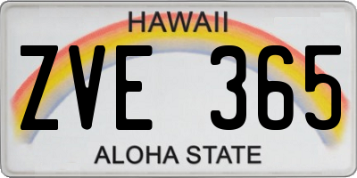 HI license plate ZVE365