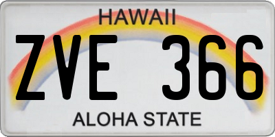 HI license plate ZVE366
