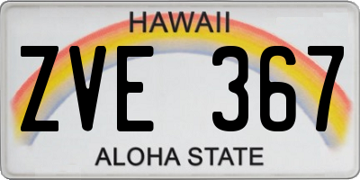 HI license plate ZVE367