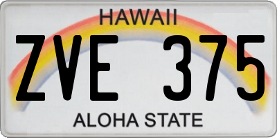 HI license plate ZVE375