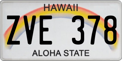 HI license plate ZVE378