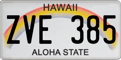 HI license plate ZVE385