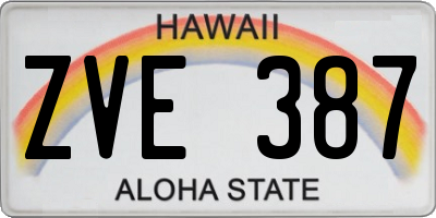 HI license plate ZVE387