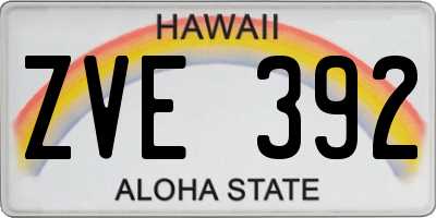 HI license plate ZVE392