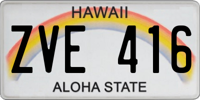 HI license plate ZVE416