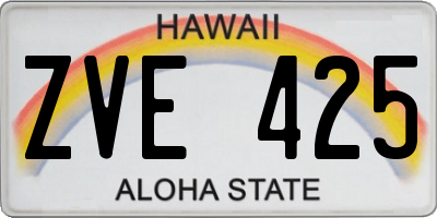 HI license plate ZVE425