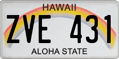HI license plate ZVE431
