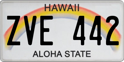 HI license plate ZVE442