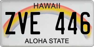 HI license plate ZVE446