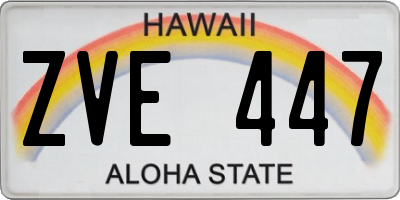 HI license plate ZVE447