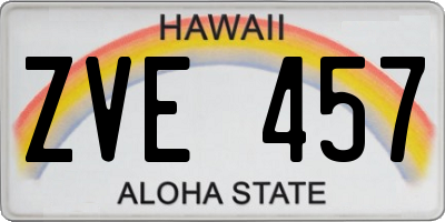 HI license plate ZVE457