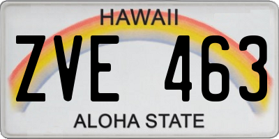 HI license plate ZVE463