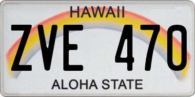 HI license plate ZVE470