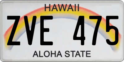 HI license plate ZVE475