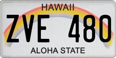 HI license plate ZVE480
