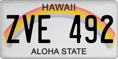 HI license plate ZVE492