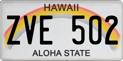 HI license plate ZVE502