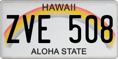 HI license plate ZVE508