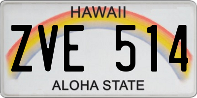HI license plate ZVE514