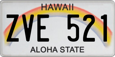 HI license plate ZVE521