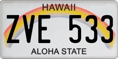HI license plate ZVE533