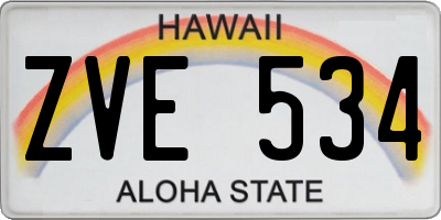 HI license plate ZVE534