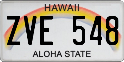 HI license plate ZVE548