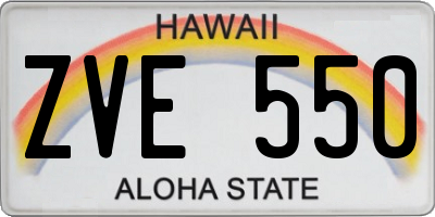HI license plate ZVE550