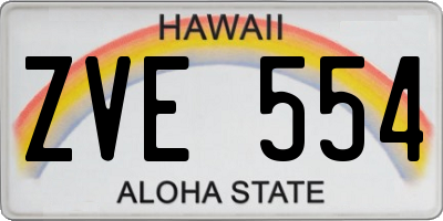 HI license plate ZVE554