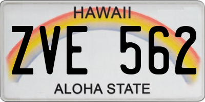 HI license plate ZVE562