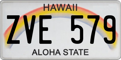 HI license plate ZVE579