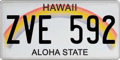 HI license plate ZVE592