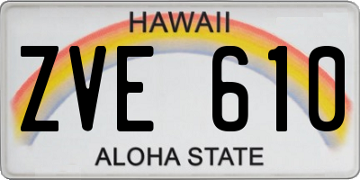HI license plate ZVE610