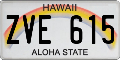 HI license plate ZVE615