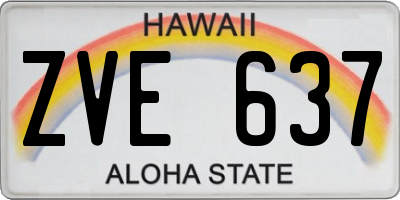 HI license plate ZVE637