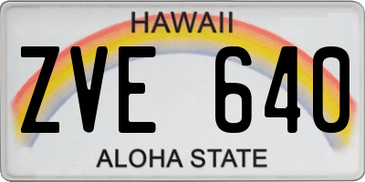 HI license plate ZVE640