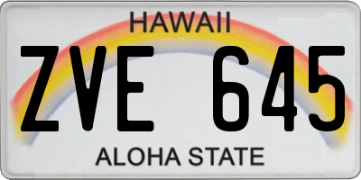 HI license plate ZVE645