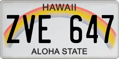 HI license plate ZVE647