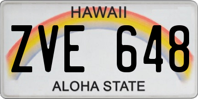 HI license plate ZVE648