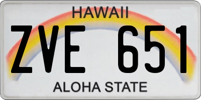 HI license plate ZVE651