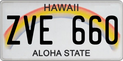 HI license plate ZVE660