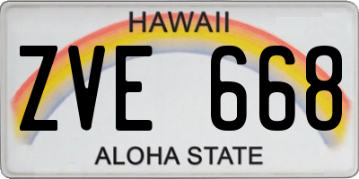 HI license plate ZVE668