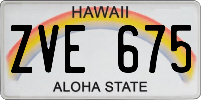 HI license plate ZVE675