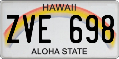 HI license plate ZVE698