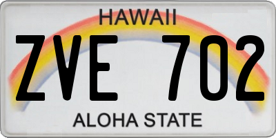 HI license plate ZVE702
