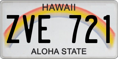 HI license plate ZVE721