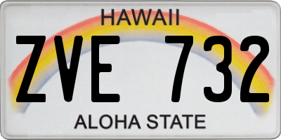 HI license plate ZVE732