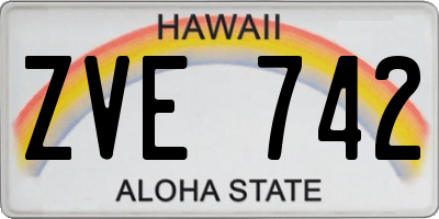 HI license plate ZVE742